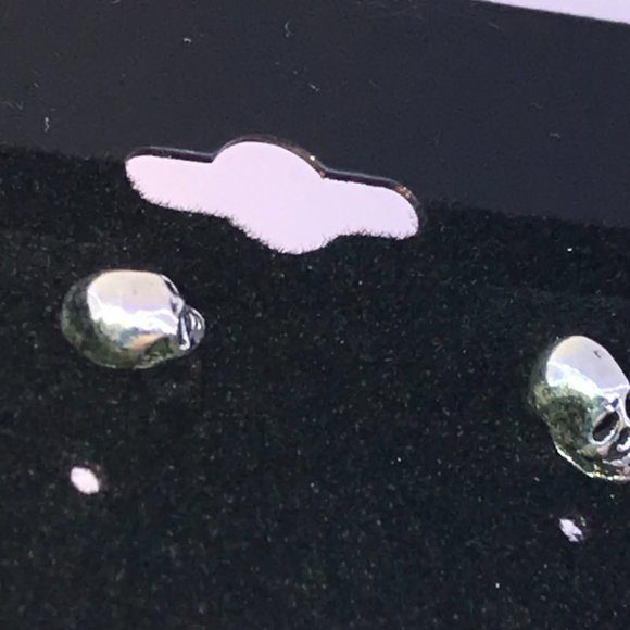 Tiny Sterling Silver Skull Post Earrings - Picture 6 of 7
